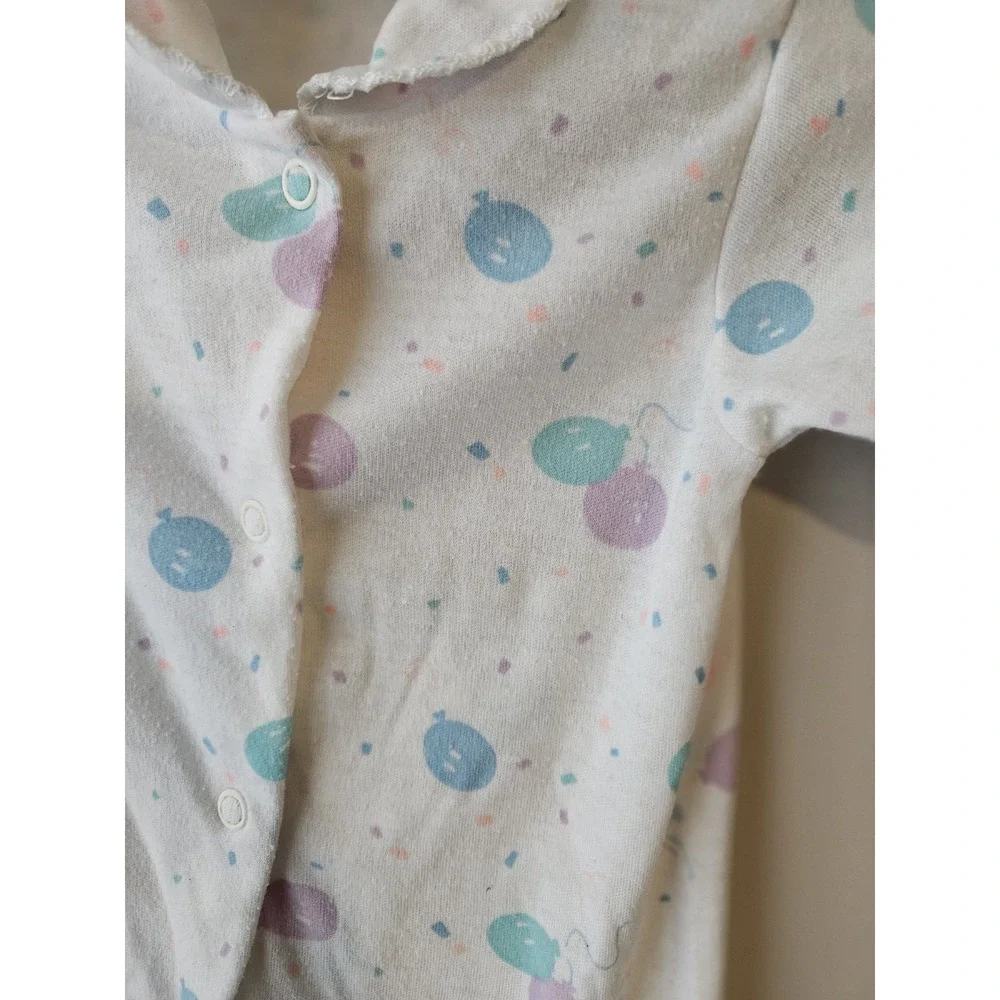 Vtg Carter's Baby Sleeper Small 11 lbs White Pastel‎ Balloon (0-3 M)